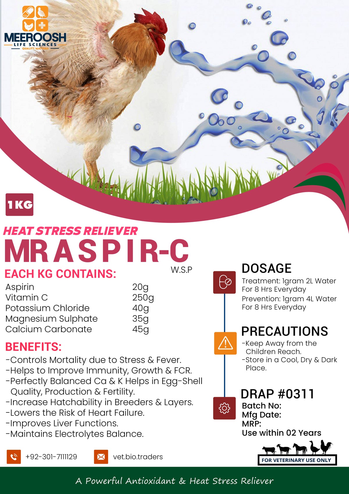 MR ASPIR C | Vitamin C + Aspirin Poultry Support Formula for Heat Stress