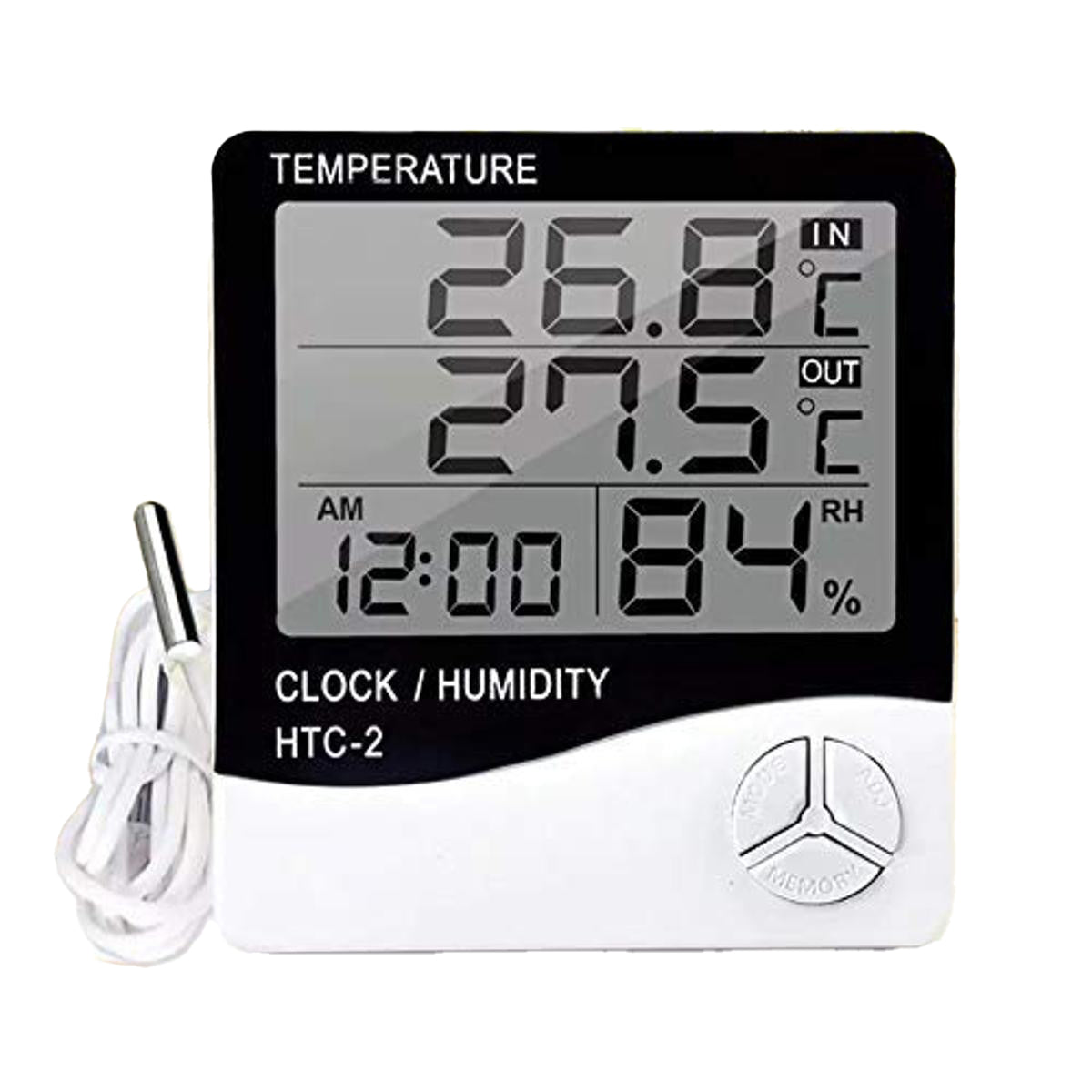 HTC-2 Digital Thermometer & Hygrometer | Temperature & Humidity Meter with Probe | Poultry Farm Room Monitor