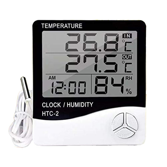 HTC-2 Digital Thermometer & Hygrometer | Temperature & Humidity Meter with Probe | Poultry Farm Room Monitor