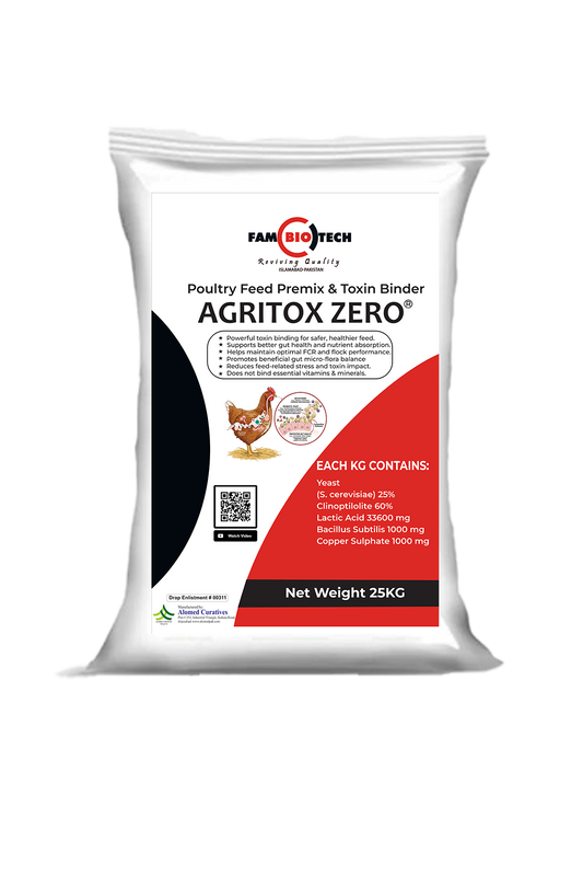 AGRITOX ZERO | Poultry Feed Premix & Toxin Binder | Gut Health & FCR Support | 25KG