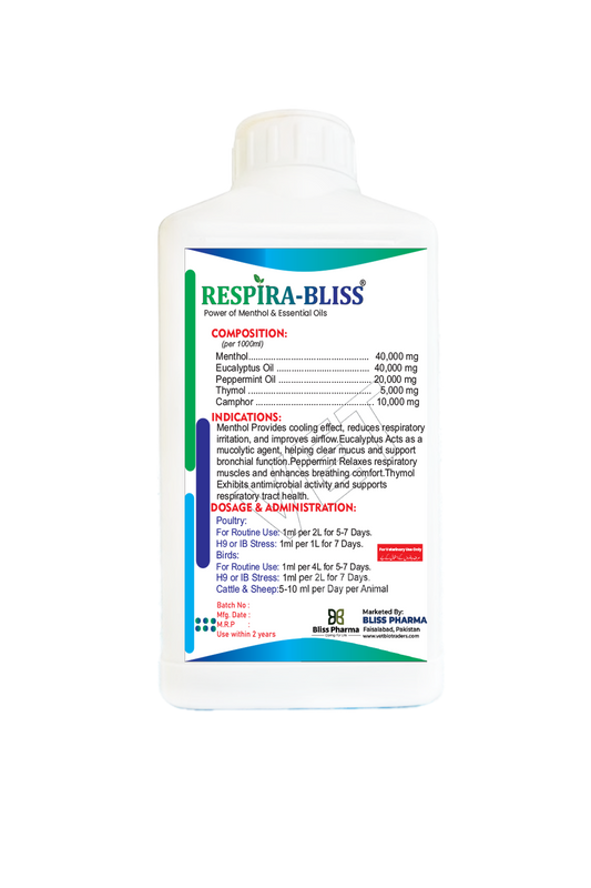 RESPIRA-BLISS | Menthol & Essential Oils Respiratory Support for Poultry | 1000ml