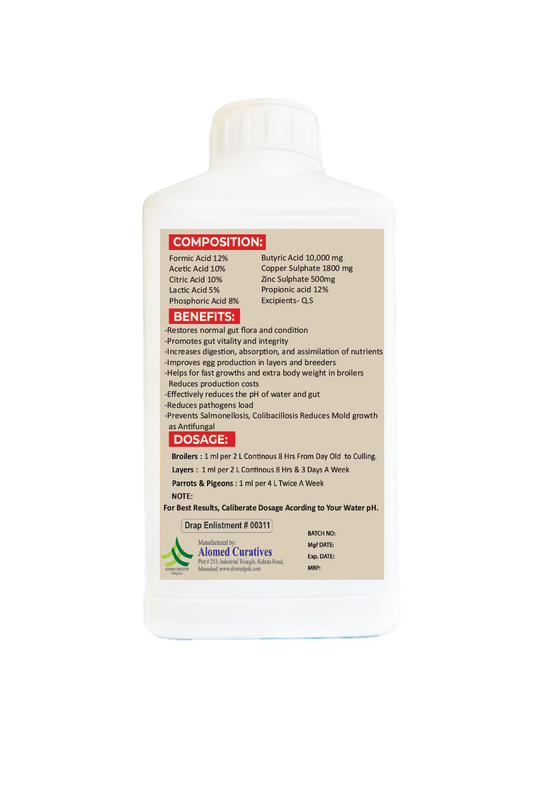 SUPER-GUT | Poultry Gut Acidifier & Conditioner | Organic Acids for Poultry | 1L